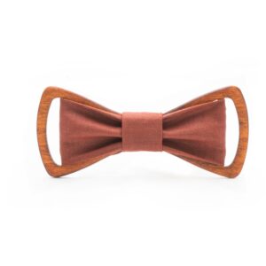 Wood and fabric Bow Tie tan elegant