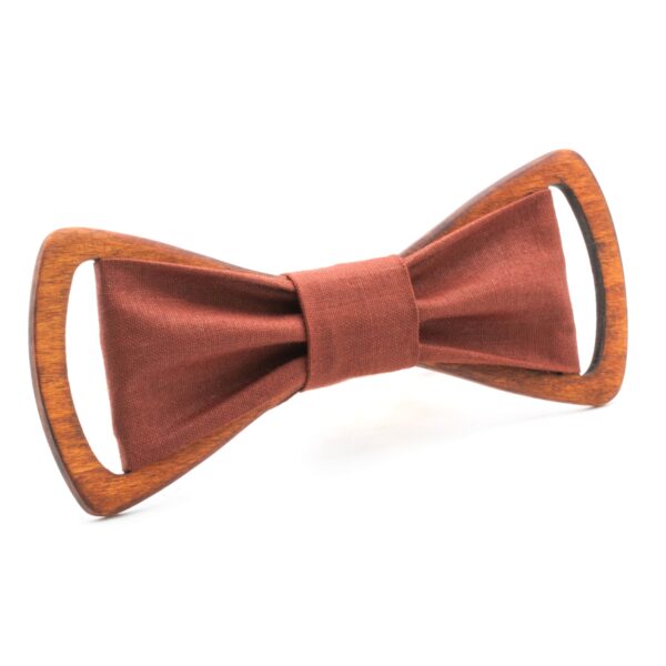 Wood and fabric Bow Tie tan elegant