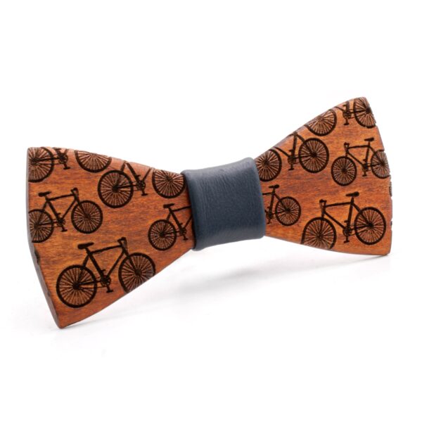 Wood Bow Tie Tour with engraved bicycles