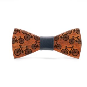 Wood Bow Tie bicycle tour blue leather