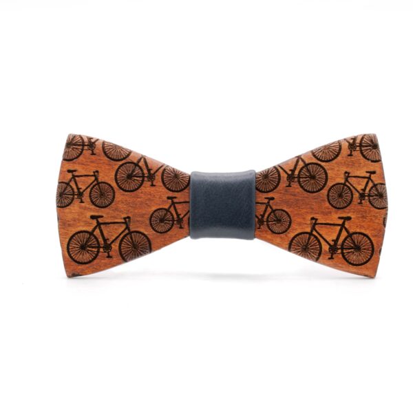 Wood Bow Tie bicycle tour blue leather