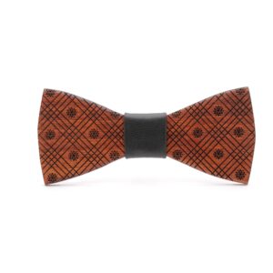 Wood Bow Tie Boho BLUE LEATHER
