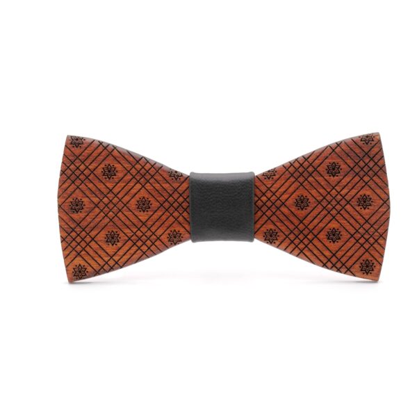 Wood Bow Tie Boho BLUE LEATHER