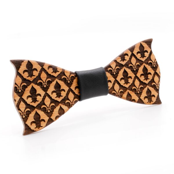 Wood Bow Tie Royal with engraved all over design