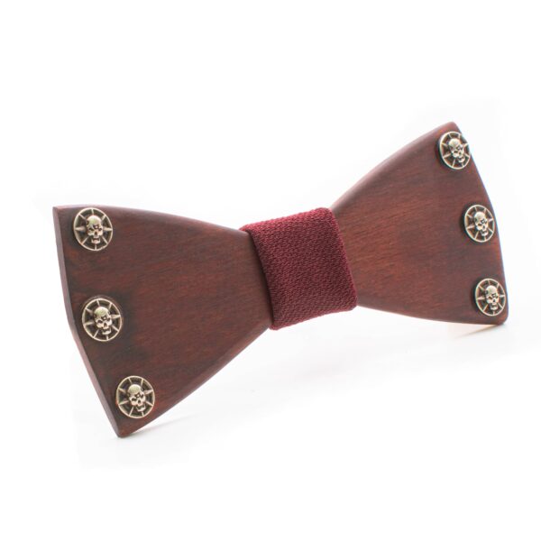 Wood Bow Tie Concert with metallic elements with skulls