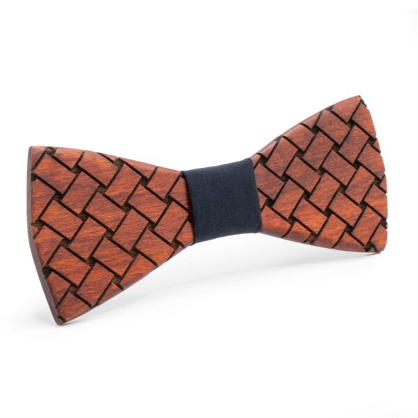 Wood Bow Tie fedara with a wooven design