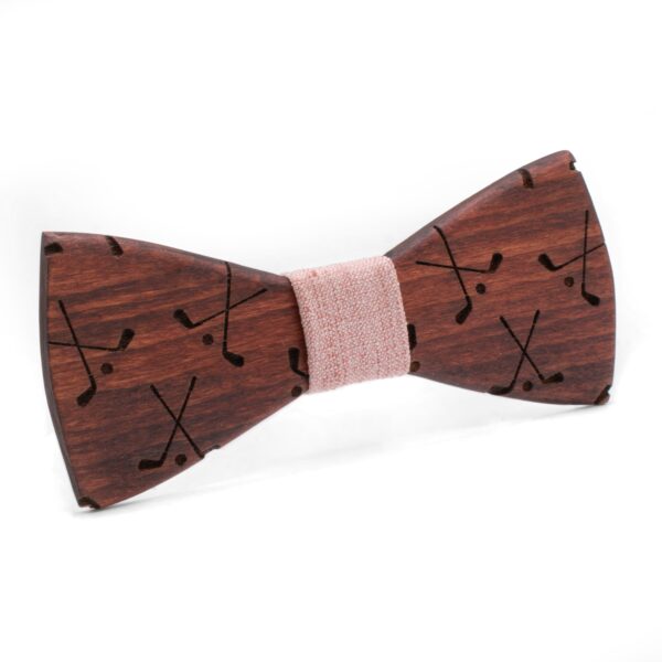 Wood Bow Tie Caddy with golf engraving