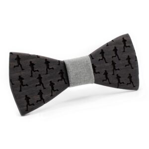 wood bow tie marathon black with runners