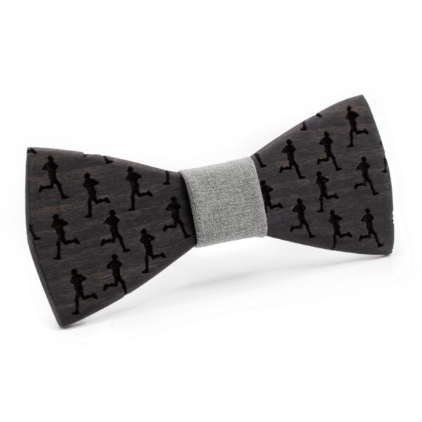 wood bow tie marathon black with runners