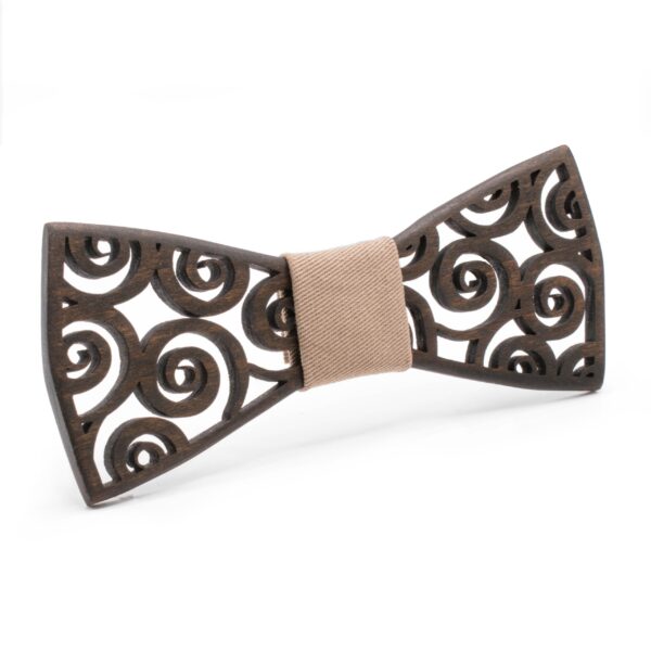 wood bowtie galaxy with tan fabric