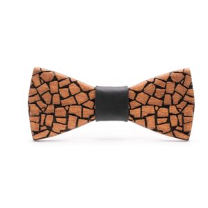 Wood Bow Tie rock cobblestone with black leather oak