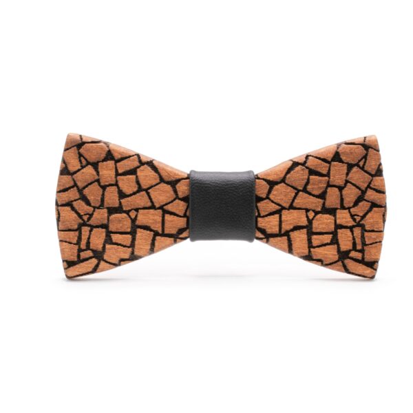 Wood Bow Tie rock cobblestone with black leather oak