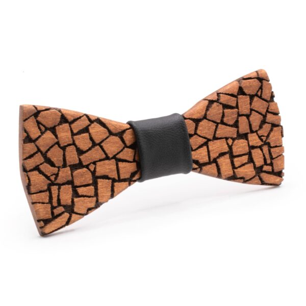 Wooden Bow Tie Cobble with black leather