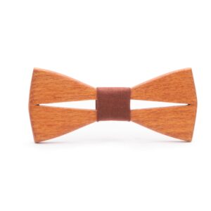 Wood Bow Tie split with tan fabric oak
