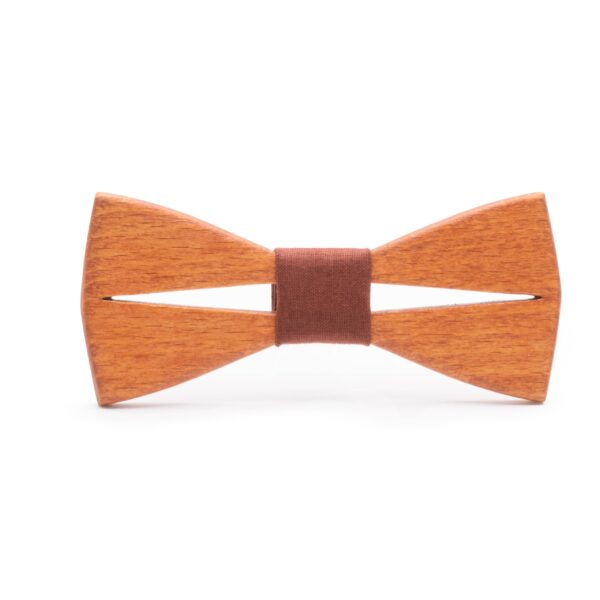 Wood Bow Tie split with tan fabric oak