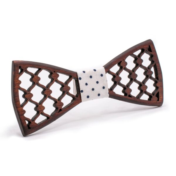 Wood Bow Tie shutters white dots