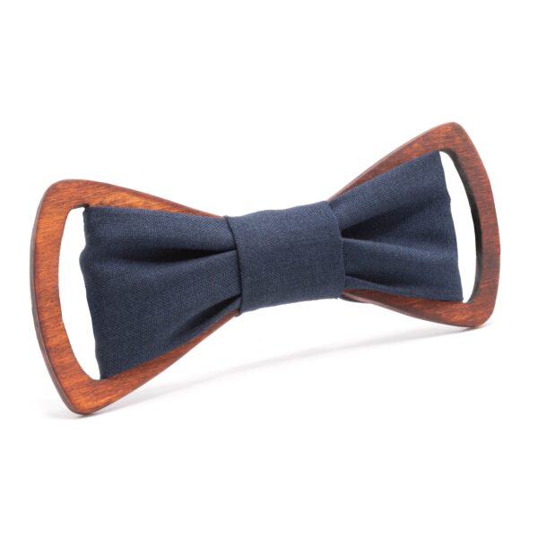 Wooden Bow Tie Amor combining a wooden frame with a fabric bow