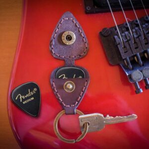 leather guitar pick keychain