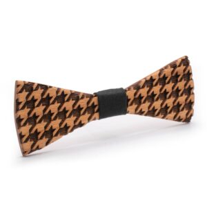Wooden Bow Tie Spangle thinline with hounds tooth engraving