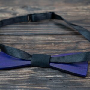 blue wood bowtie blue cord