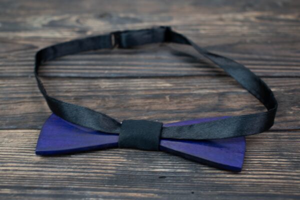 blue wood bowtie blue cord
