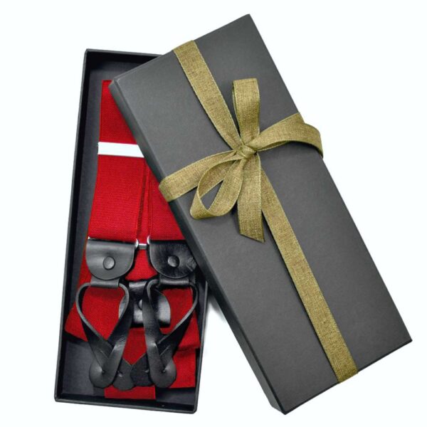 36mm Suspenders Leather Ends Giftboxed Red