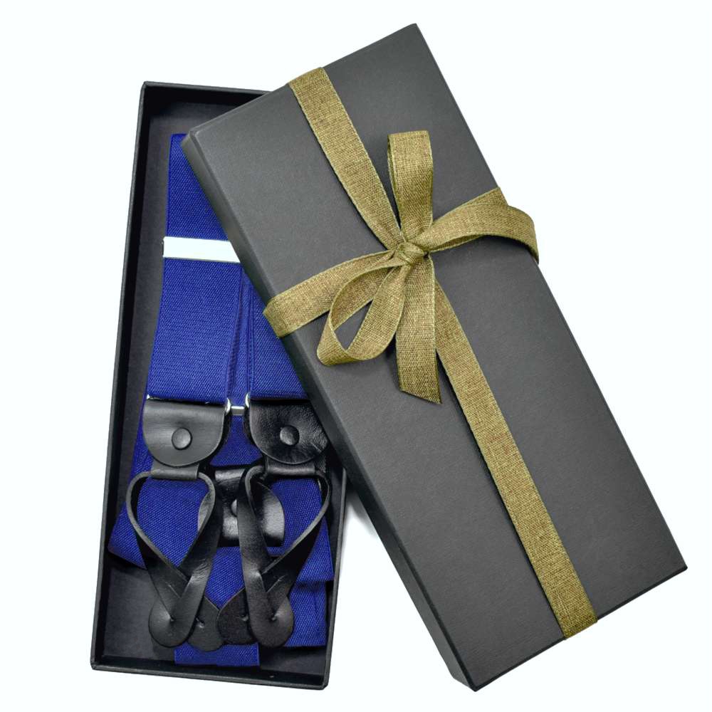 36mm Suspenders Leather Ends Giftboxed Royal Blue