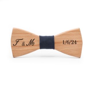 personiles wood bow tie with date or name