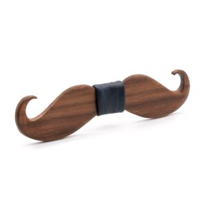 Wooden Bow Tie moustache walnut