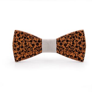 wood bow tie tiny fowers revival