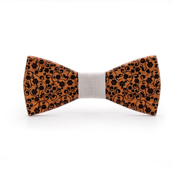 wood bow tie tiny fowers revival