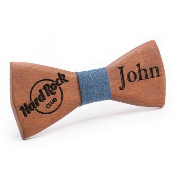 custom wooden bow tie personalized with name and logo